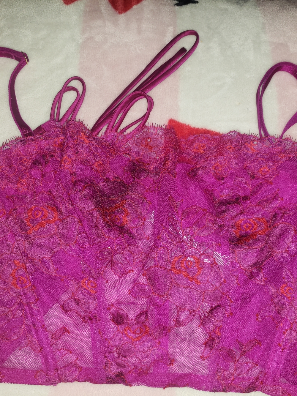 Victoria's Secret Fuchsia Lace Tank